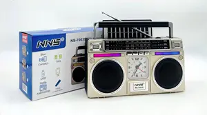 AM/FM/SW 3 BANDS RADIO WITH USB/WIRELESS CONNECTIONS PLAYER SOLAR PANEL PORTABLE RETRO RADIO WITH CLOCK OUTDOOR RADIO
