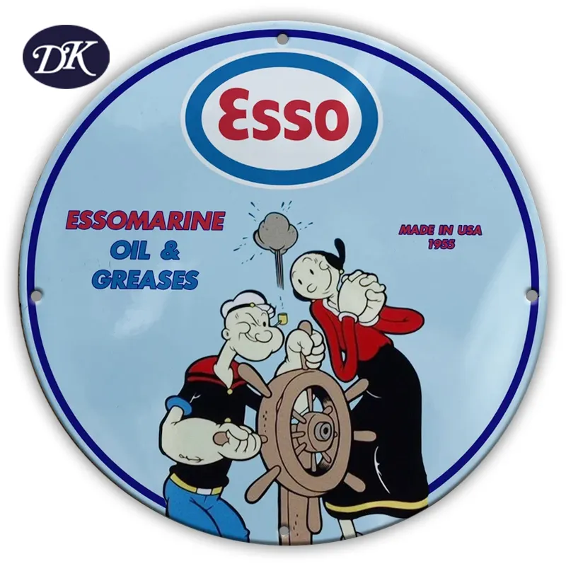 빈티지 1955 Esso 해양 오일 및 그리스 ''popeye'' 도자기 가스 및 오일 사인