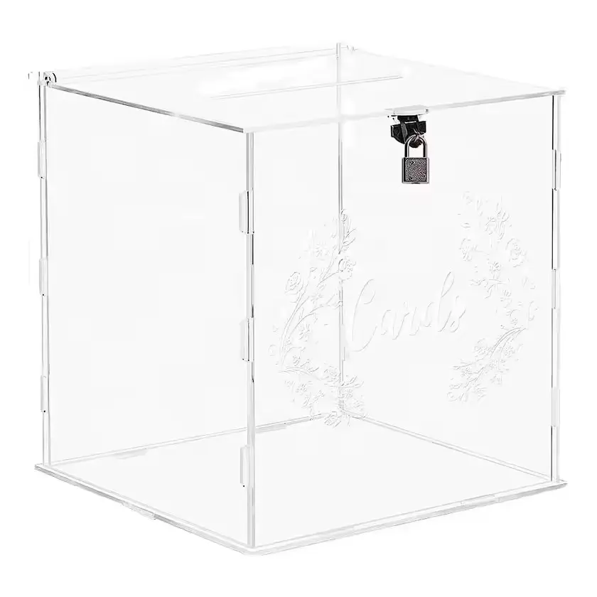 Transparent Luxury Custom Square Acrylic Wedding Wishing Well Money Box with Slot