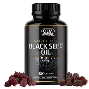 OEM Private Label olio di semi biologico Gummies multivitaminico biotina collagene crescita dei capelli gommoso vegano olio di semi di cumino nero 60 Gummies