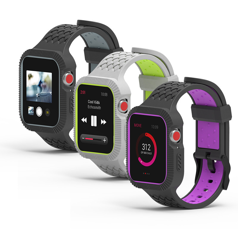 Para Apple watch 4/5 Correa iwatch correa de silicona reloj de Apple dos de color integrado Correa caso 40mm 44mm