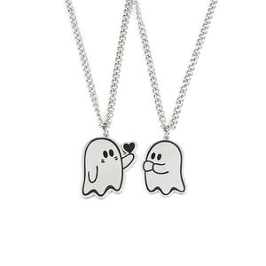 Boo Crew Duo: colgantes de fantasma de corazón que brillan en la oscuridad con dijes de calabaza desmontables a juego con cadenas de Halloween para él y para ella - Product Image 5