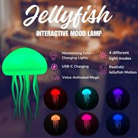 Lampe de nuit méduse améliorée à commande vocale, 6 couleurs changeantes, dynamique, flottante, pour cadeau, jouet pour enfants, décoration