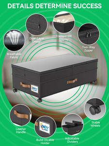 Paquete de 2 Cajas de Almacenamiento Plegables con Ruedas y Tapas, Organizadores para Debajo de la Cama y Armario, Contenedores de Almacenamiento - Product Image 6