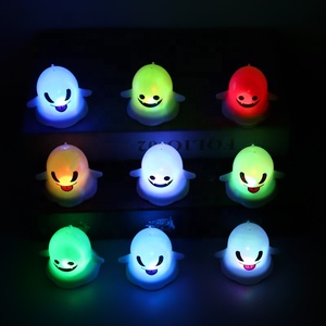 Simpatiche <span class=keywords><strong>emoji</strong></span> a LED luci fantasma di Halloween 12 pz Layout del locale piccolo Jack-o'-Lantern decorazioni per feste - Product Image 4