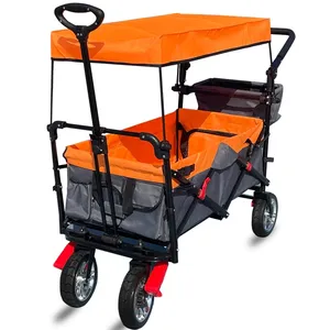 Carro de bolsillo múltiple HW01 con toldo Carro de camping Carro práctico portátil con plataforma móvil para cinturón de seguridad para niños