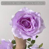 Fournisseur chinois de têtes de roses artificielles à 3 têtes, roses artificielles en soie, roses pour mariage, centre de table pour fête