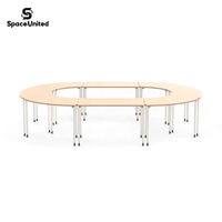 Table de formation ergonomique incurvée en métal robuste de style industriel SpaceUnited pour salles de conférence