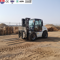 Nouveau chariot élévateur tout-terrain Kaida Diesel à transmission intégrale, capacité de charge de 5 tonnes, moteur performant hors route, chantiers de construction