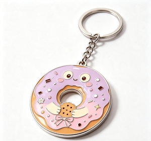 <b>Cute</b> Donut Metal Key Chain Enamel <b>Keyring</b> Food Gift Pendant Bag Charm - Product Image 2