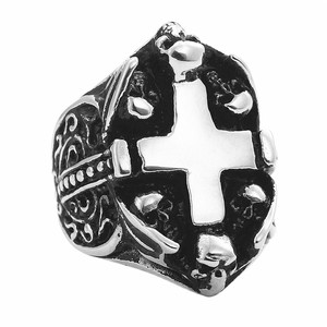 <b>Men's</b> Titanium Steel Cross <b>Ring</b> <b>Silver</b> And Gold Color Retro Punk Style Fashion Jewelry Gift For <b>Men</b> - Product Image 4