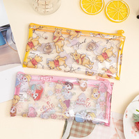 Vente en gros de couverts transparents personnalisés, ensemble d'outils de dessin au crayon, sac avec fermeture à glissière pour les déjeuners