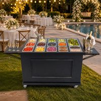 Comptoir mobile commercial pour bar à salades, station de service pour garnitures alimentaires, table de préparation portable pour crèmes glacées et condiments, équipement de magasin