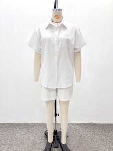 Ensemble chemise à manches courtes et short pour femme, boutonné, décontracté, tenue en 2 pièces, tendance - Product Image 6