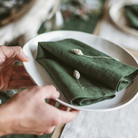 Serviettes de table lavables en lin pur français 100% stonewashed pour mariage, dîner et cocktail, 16*16, serviette en lin