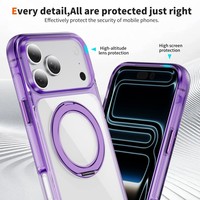 Coque transparente Senyork de haute qualité avec support magnétique rotatif à 360° pour iPhone 17 Pro, 16 Plus, 15