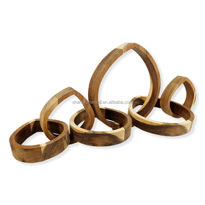 Cadena de madera de <span class=keywords><strong>pino</strong></span> personalizada de 6 eslabones, diseño Art <span class=keywords><strong>Deco</strong></span> para decoración del hogar, mesa de centro, objeto de aniversario - Product Image 5