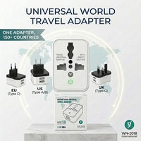 Adaptateur de prise de voyage européen avec rallonge et 2 ports USB 10A 2 prises