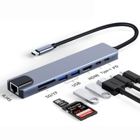 Hub USB 3.0 Type-C en alliage d'aluminium avec station d'extension 8 ports pour MacBook Pro et PC - Prise en charge des cartes SD