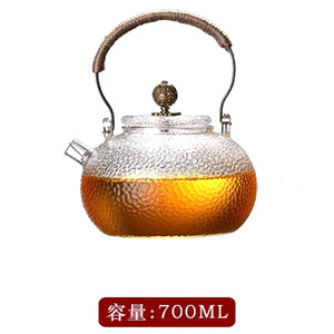 Tetera de vidrio martillado con mango de cobre, resistente a altas temperaturas, juego de té Kung Fu, forma redonda, para té de la tarde - Product Image 3