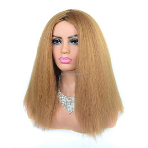 Perruque synthétique <span class=keywords><strong>afro</strong></span> lisse Xiu Man Yaki de qualité supérieure, en fibre haute température, longue, bouclée, avec frange transparente réglable, 14 pouces, fabriquée à la machine - Product Image 4