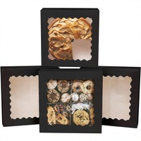 Boîtes à pâtisserie carrées en papier noir mat avec fenêtre, 10x10x2,5 pouces, 30 paquets pour boulangerie, pour beignets, commandes personnalisées acceptées