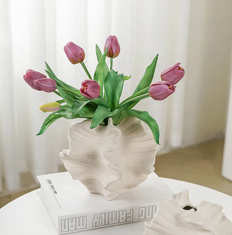 Европейская матовая текстура сухая Цветочная вставка белая керамическая ваза для украшения дома