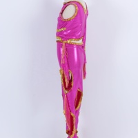 Rose chaud brillant feuille danse justaucorps adulte enfant Jazz Sequin danse Costume deux jambes pantalon gland scène Performance gymnastique Costume