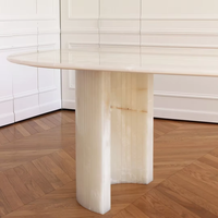 Table basse moderne en onyx blanc, table centrale en pierre naturelle, polie, imperméable
