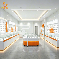 Ensemble de mobilier de magasin d'optique minimaliste personnalisé, présentoir haut de gamme en verre transparent pour lunettes de soleil pour magasin d'optique