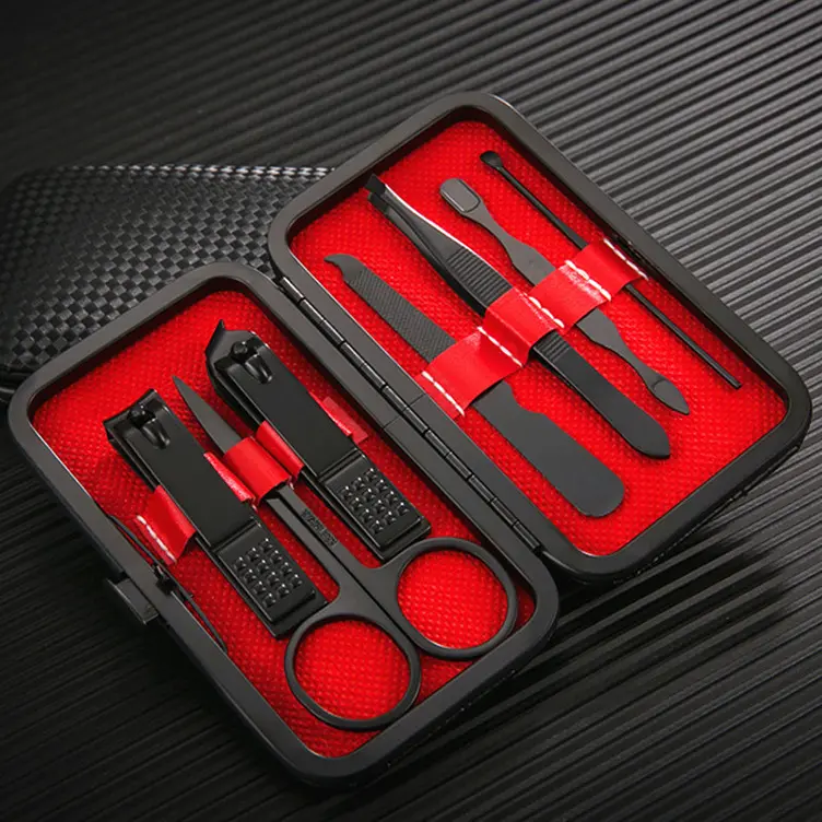 Новый дизайн, маникюрный подарочный набор из нержавеющей стали, набор кусачек для ногтей, профессиональный набор для педикюра с черной Красной коробкой