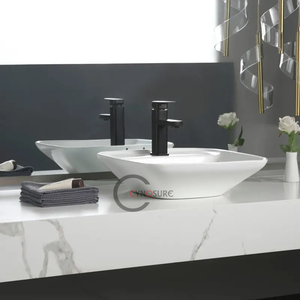 Lavabo cuadrado de cerámica para baño, moderno lavabo de mano de arte, barato - Product Image 2