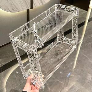 Double Layer Cosmetic Storage Rack Plastic Vanity Organizer With Water Ripple Surface For Makeup Storage 10kg Capacity - Product Image 3