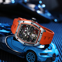CHANCE 9-198G-1 Montres mécaniques bleu ciel en gros, boîtier en acier, tourbillon, montres automatiques de luxe, cadran ajouré, montre pour homme