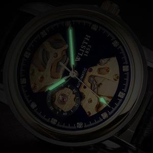 Wlisth <span class=keywords><strong>1001</strong></span> Montres Squelette Montre-bracelet automatique Top Brand Men Business Mechanical Full Stainless Steel & Leather Band Gifts - Product Image 5