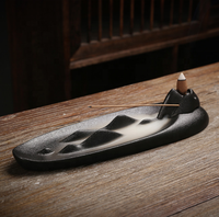 Vente chaude en gros bateau en céramique artisanat porte-encens pour bâtons brûleur de plateau d'encens bâton de plateau de attrape-cendres
