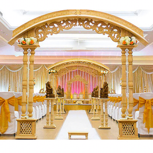 <b>Wedding</b> Heavy Carved Double Pillar Wooden Mandap Gujarati <b>Wedding</b> Twin Pillar Wooden Mandap Maharaja style wooden mandap - Product Image 1