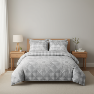 Set Copripiumino con Cerniera in 100% Poliestere, Motivo Geometrico Moderno, con Federe, Morbido e Traspirante per un Sonno Confortevole - Product Image 2