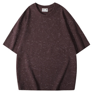 T-shirt à col rond à manches courtes en coton uni fin pour les loisirs - Product Image 3