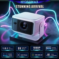 Projecteur de poche intelligent LED JUNUO HY350MAX 4K 1080P avec mise au point automatique, haut-parleurs intégrés, Miracast, luminosité 500 ANSI, Android 14