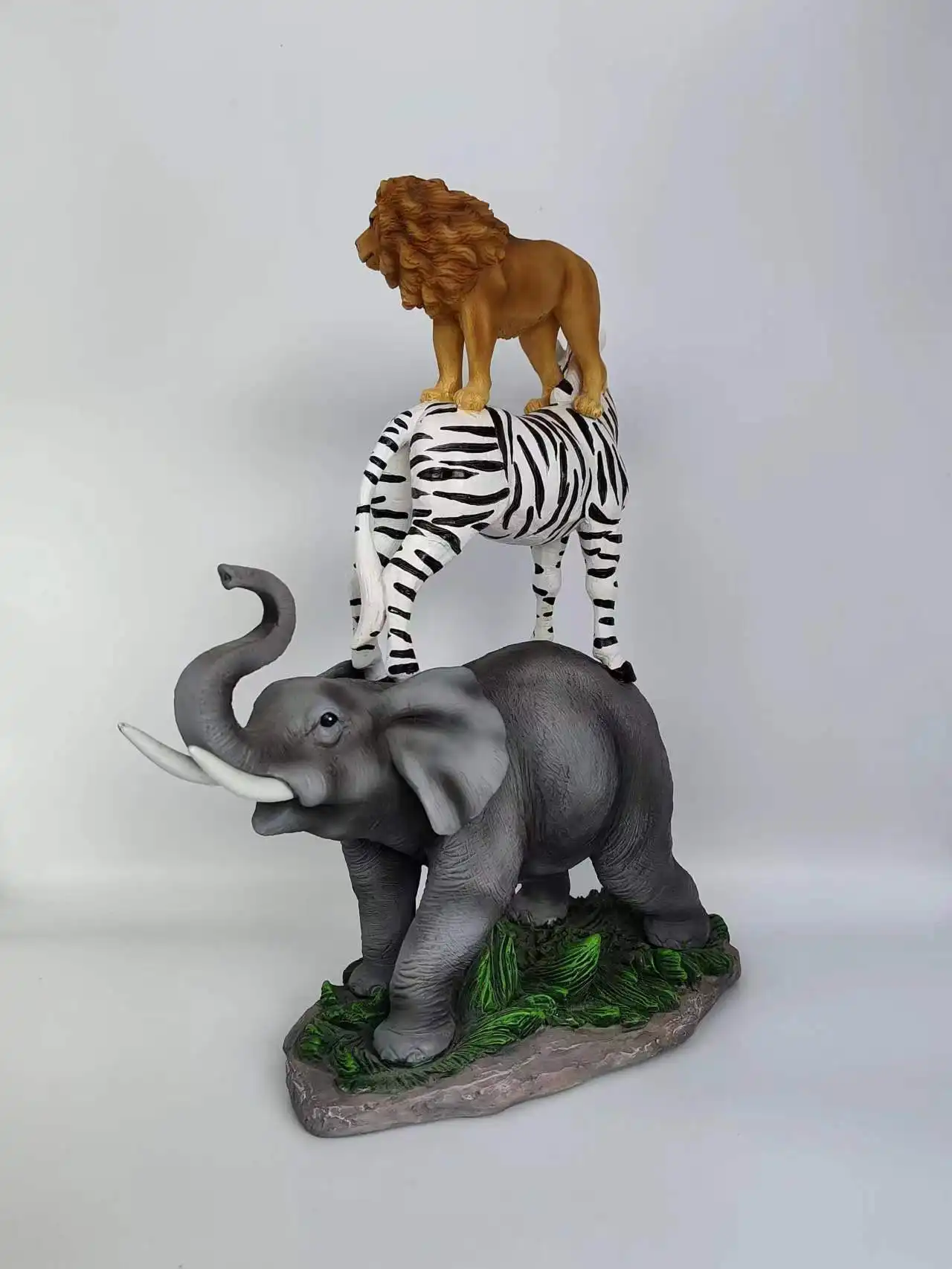 Accessoires de jardin d'animaux Sculpture en résine Multi-Animal Eléphant Tigre Zèbre Animal Figurine pour décoration