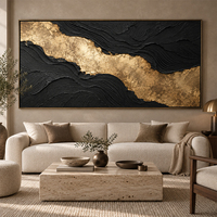 Peinture à l'huile abstraite bleu marine et or, toile texturée 3D, art mural, vente directe d'usine pour bureau de direction moderne, hôtel, bureau d'étude