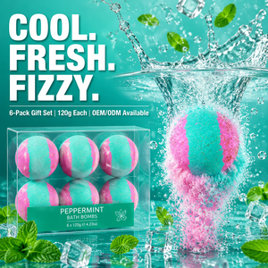 Bombe de bain artisanale à la menthe poivrée et au beurre de karité, boule effervescente hydratante et rafraîchissante pour bain relaxant, convient à tous les types de peau, OEM ODM 120g - Product Image 3