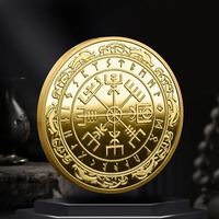 Pièce de monnaie Viking nordique plaquée argent boussole guide pièces commémoratives conception personnalisée Talisman Souvenir pièce de défi vierge