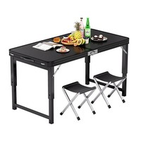 Table pliante réglable en hauteur en alliage d'aluminium, table de camping portable, mobilier d'extérieur, table de pique-nique pour la mise en place de stands
