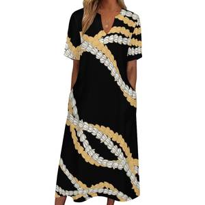 Puakenikeni夏威夷热带风格小v领短袖雪纺连衣裙热卖定制休闲连衣裙 - Product Image 2