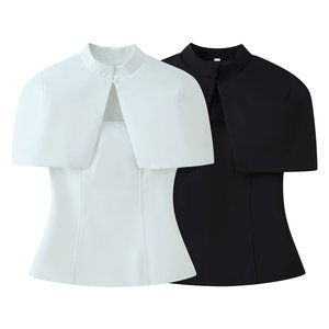 Zevity Completo Due Pezzi da Donna 2026: Blusa Senza Spalline Nera e <span class=keywords><strong>Bianca</strong></span> e Sciarpa, Top <span class=keywords><strong>Sexy</strong></span> Slim Fit con Cintura, Brand di Lusso - Product Image 6