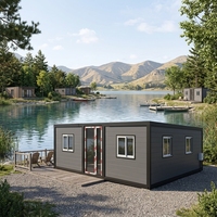 Maison modulaire à double aile pliable optimisant l'espace, avec panneaux sandwich, à assemblage rapide, pour usage extérieur, design contemporain