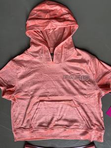 Ensemble haut à capuche à manches courtes et short décontracté imprimé au-dessus du genou en velours gaufré <span class=keywords><strong>Paris</strong></span> Hilton pour femme - Product Image 3