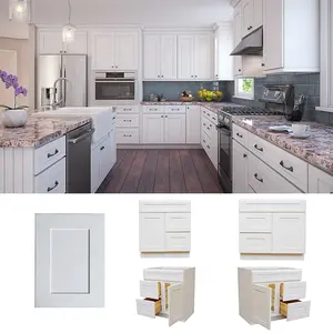 Toptan mutfak dolapları renk ve tasarım-Gabinetes de Cocina RTA beyaz Shaker modüler mutfak dolapları katı ahşap çin'den doğrudan